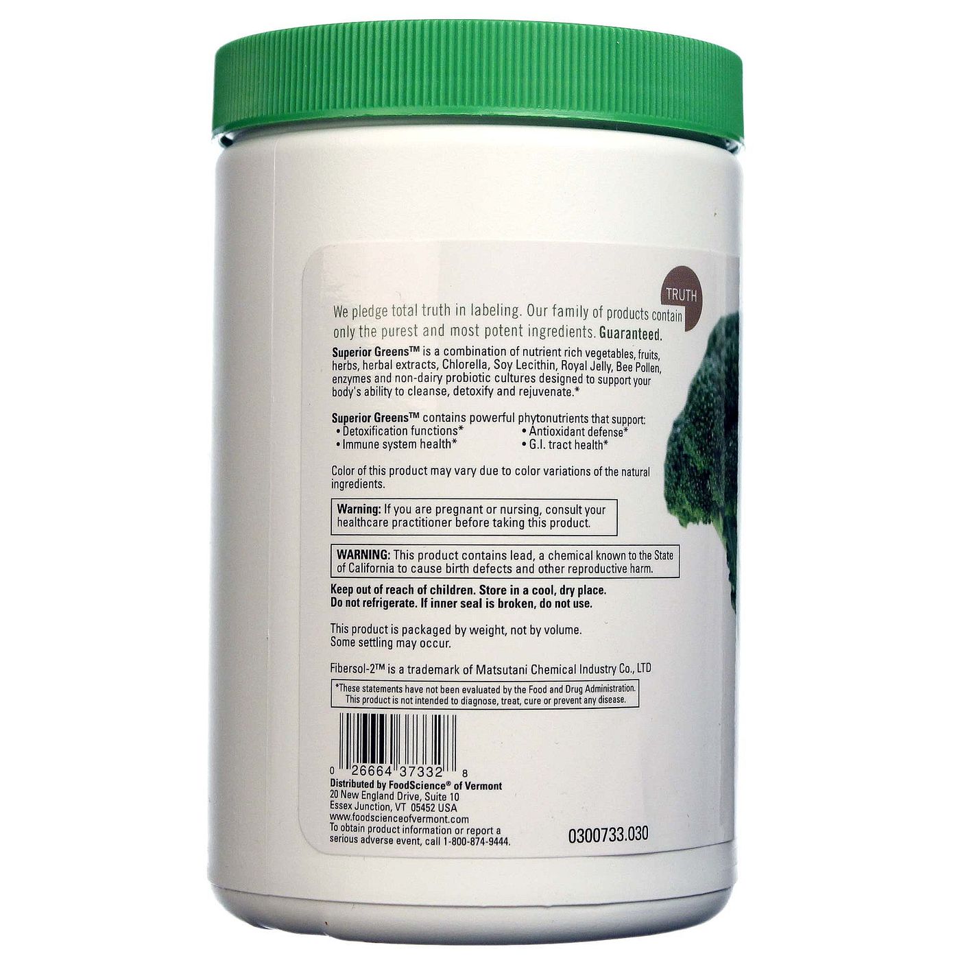 Food Science of Vermont, Superior Greens™ - 356 g - Imagem 3