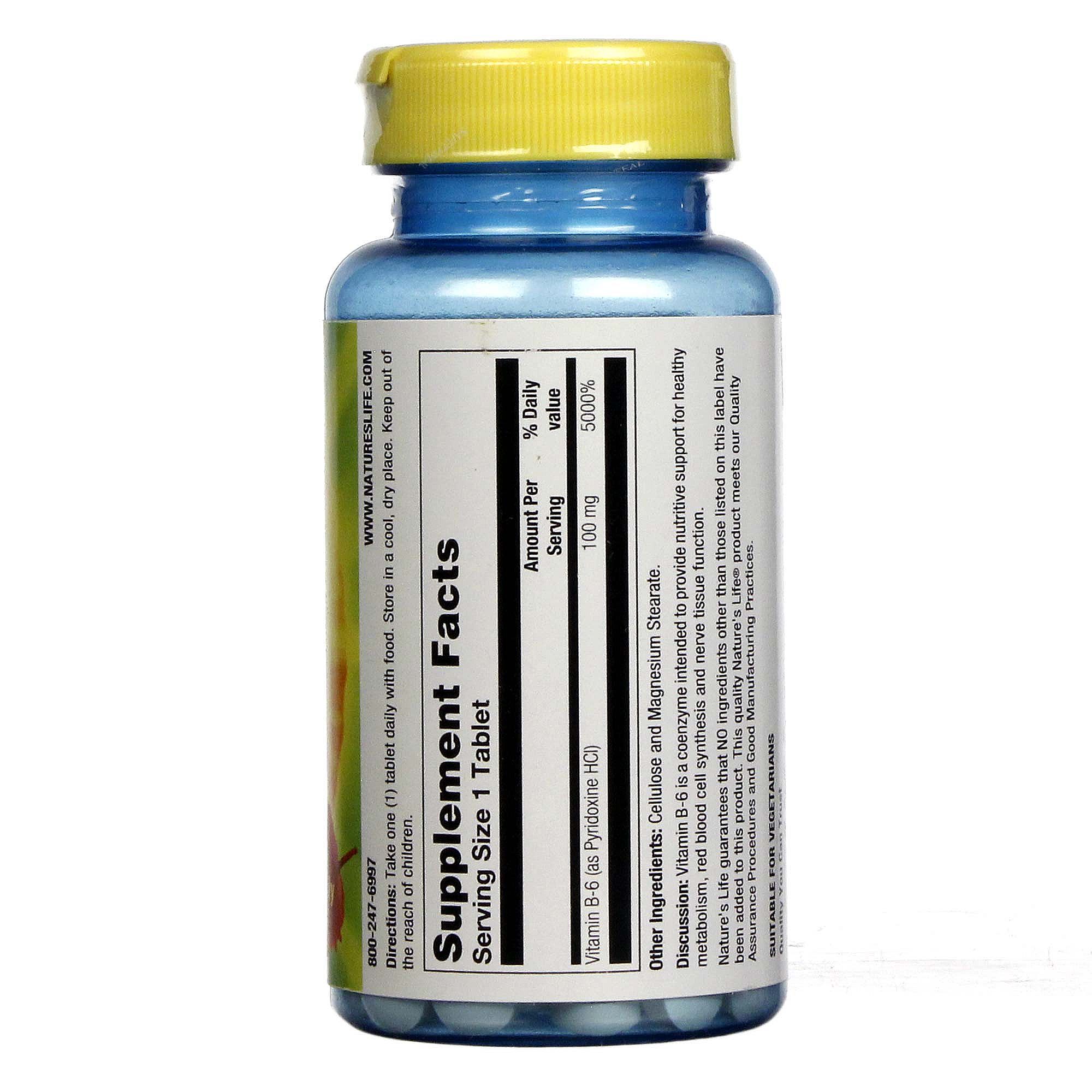 Nature's Life, B-6 100 mg - 100 Tabletes - Imagem 2