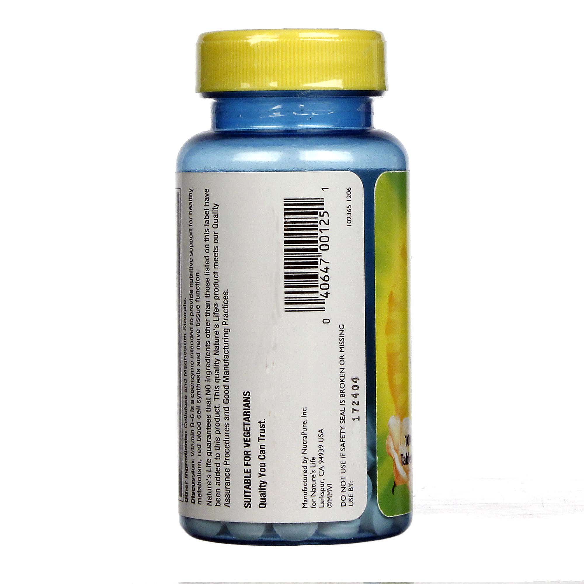 Nature's Life, B-6 100 mg - 100 Tabletes - Imagem 3
