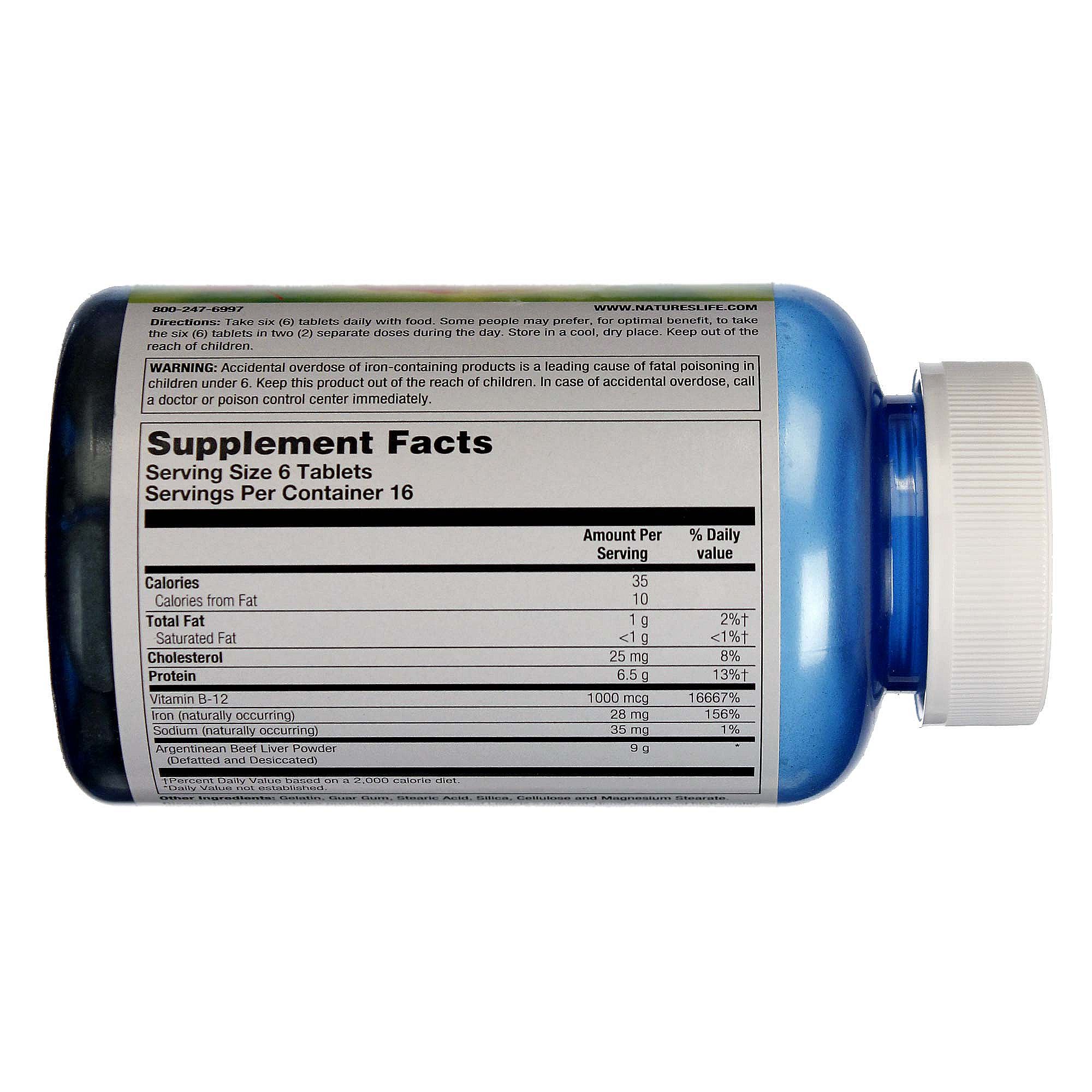 Nature's Life Fígado bovino 1.500 mg 100 Tabletes - Imagem 2