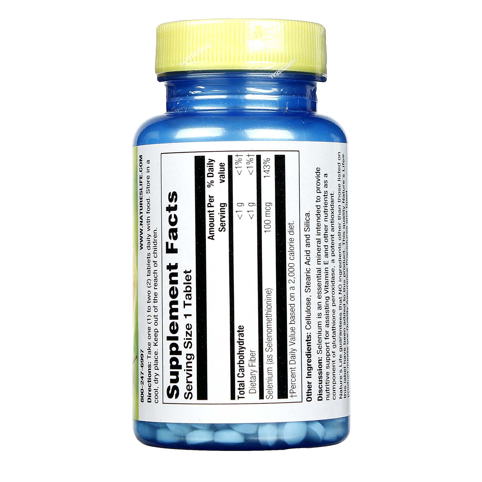 Nature's Life Sem leveduras Selênio 100 mcg 100 Tabletes - Imagem 2