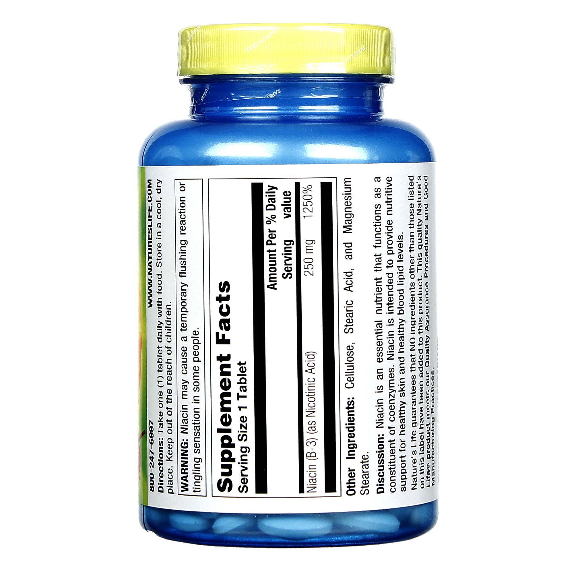 Nature's Life Niacina 250 mg 250 Tabletes - Imagem 2