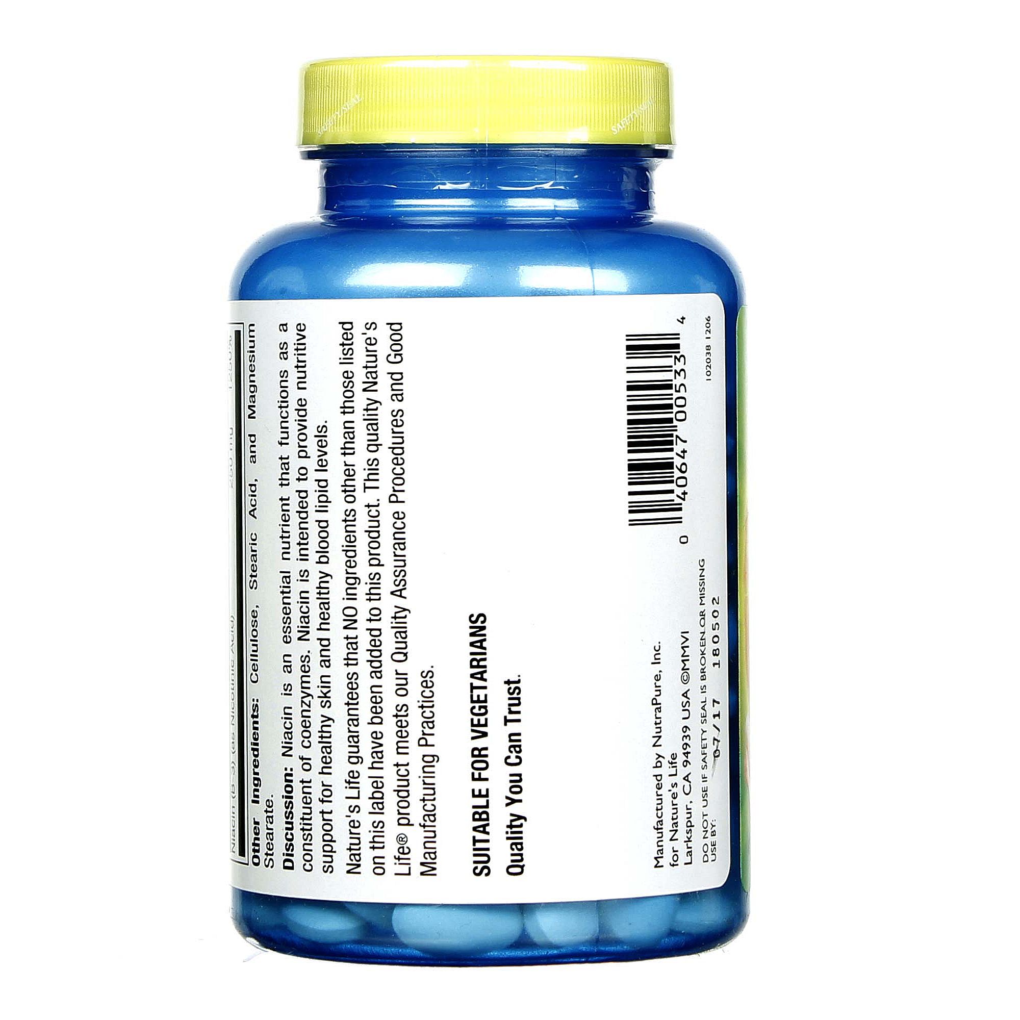 Nature's Life Niacina 250 mg 250 Tabletes - Imagem 3