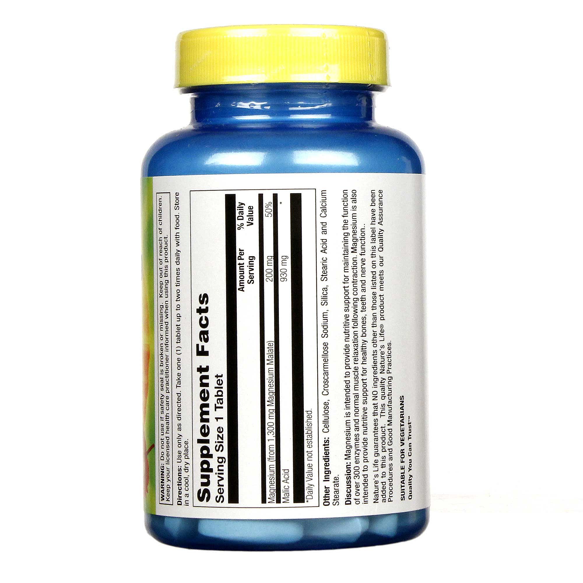 Nature's Life Malato de magnésio 1.300 mg - 100 Tabletes - Imagem 2