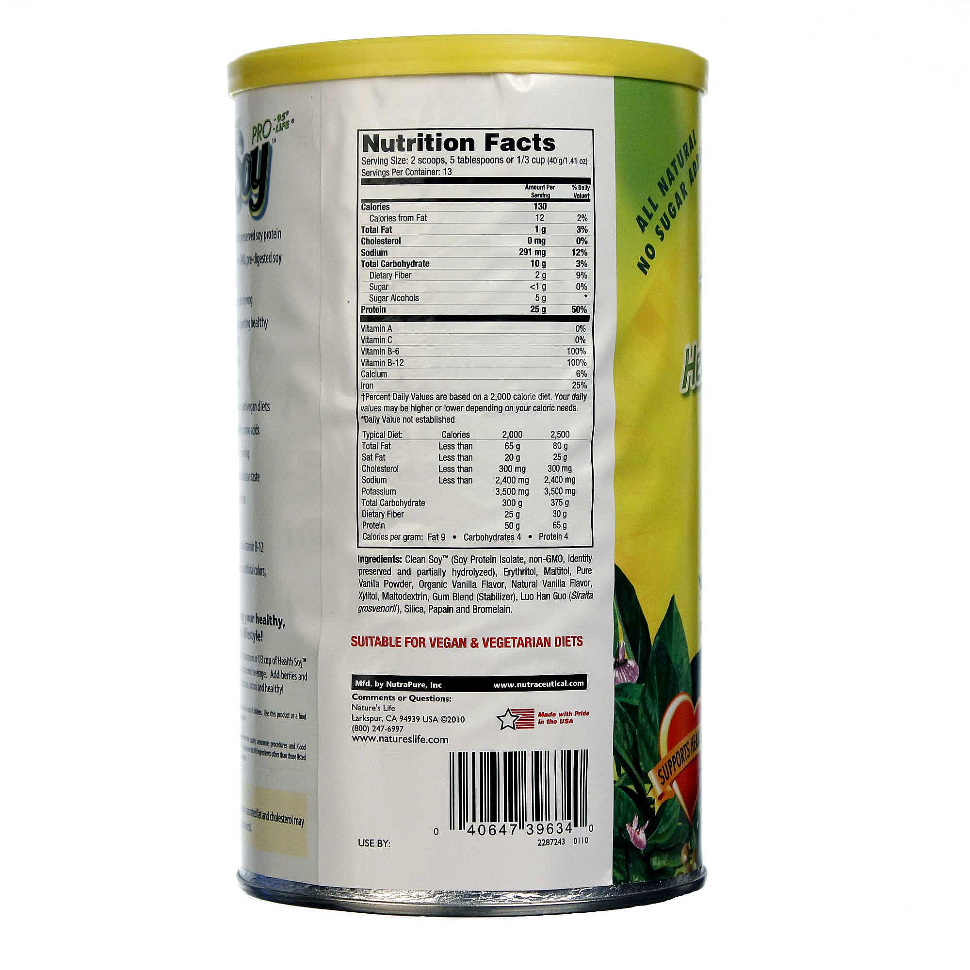 Nature's Life Soja Saudável Proteína Vanilla Bean 1 lb - Imagem 3