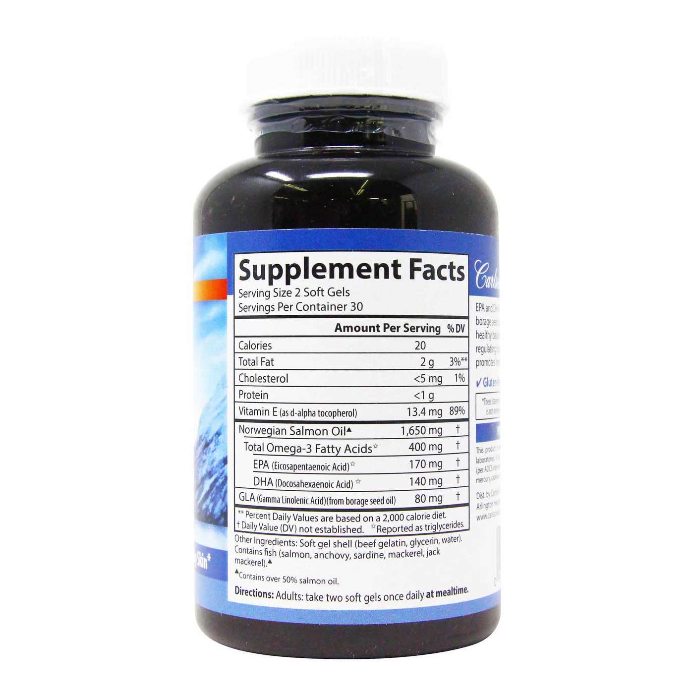 Carlson Labs Salmon Oil and GLA - 825 mg - 60 Cápsulas em Gel - Imagem 2