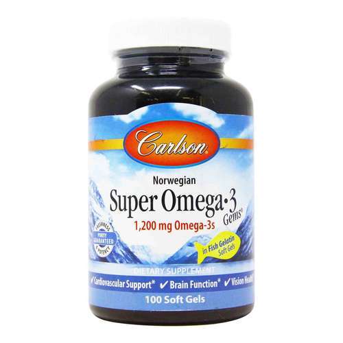 Carlson Labs Super Ómega-3 Gems - 500 mg em Gelatina De Peixe - 100 Cápsulas em Gel