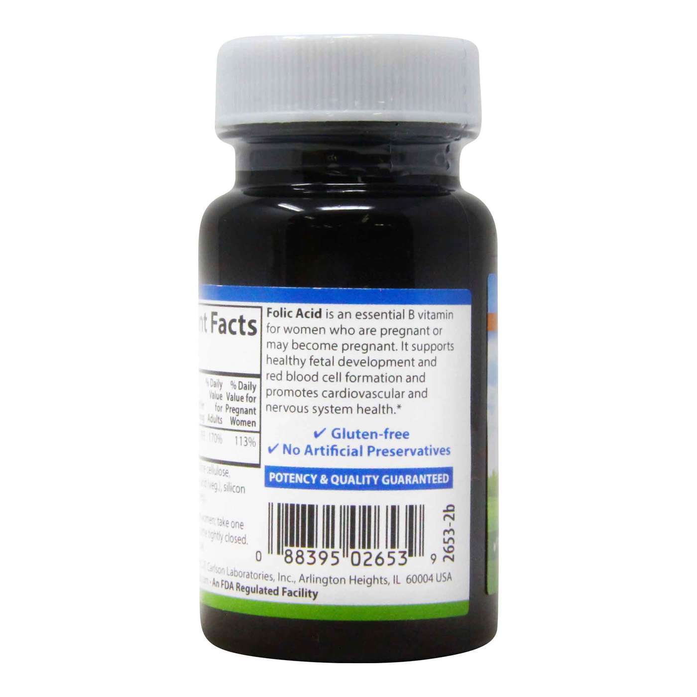 Carlson Labs Folic Acid - 400 mcg - 300 Tabletes - Imagem 3