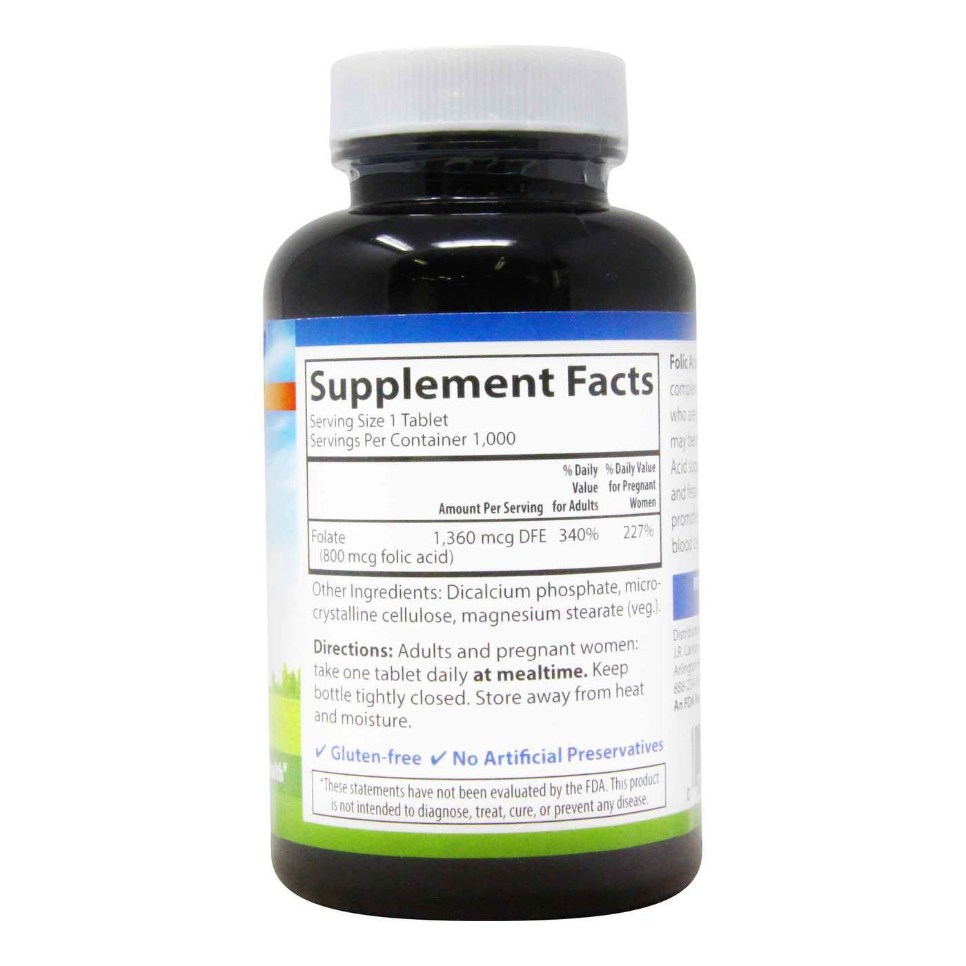 Carlson Labs Folic Acid - 800 mcg - 1,000 Tablet - Imagem 2