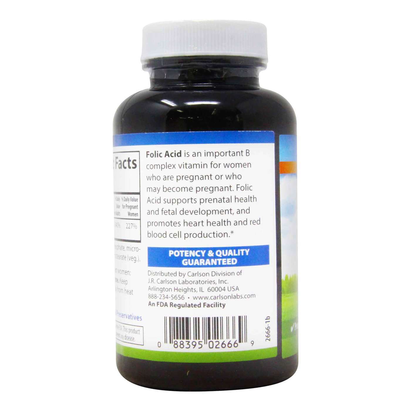 Carlson Labs Folic Acid - 800 mcg - 1,000 Tablet - Imagem 3