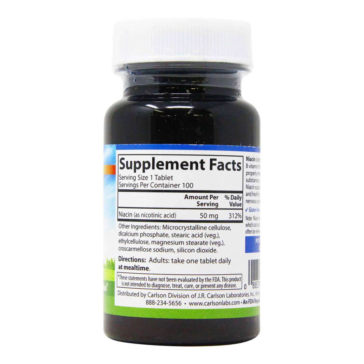 Carlson Labs, Niacina - 50 mg - 100 Tabletes - Imagem 2