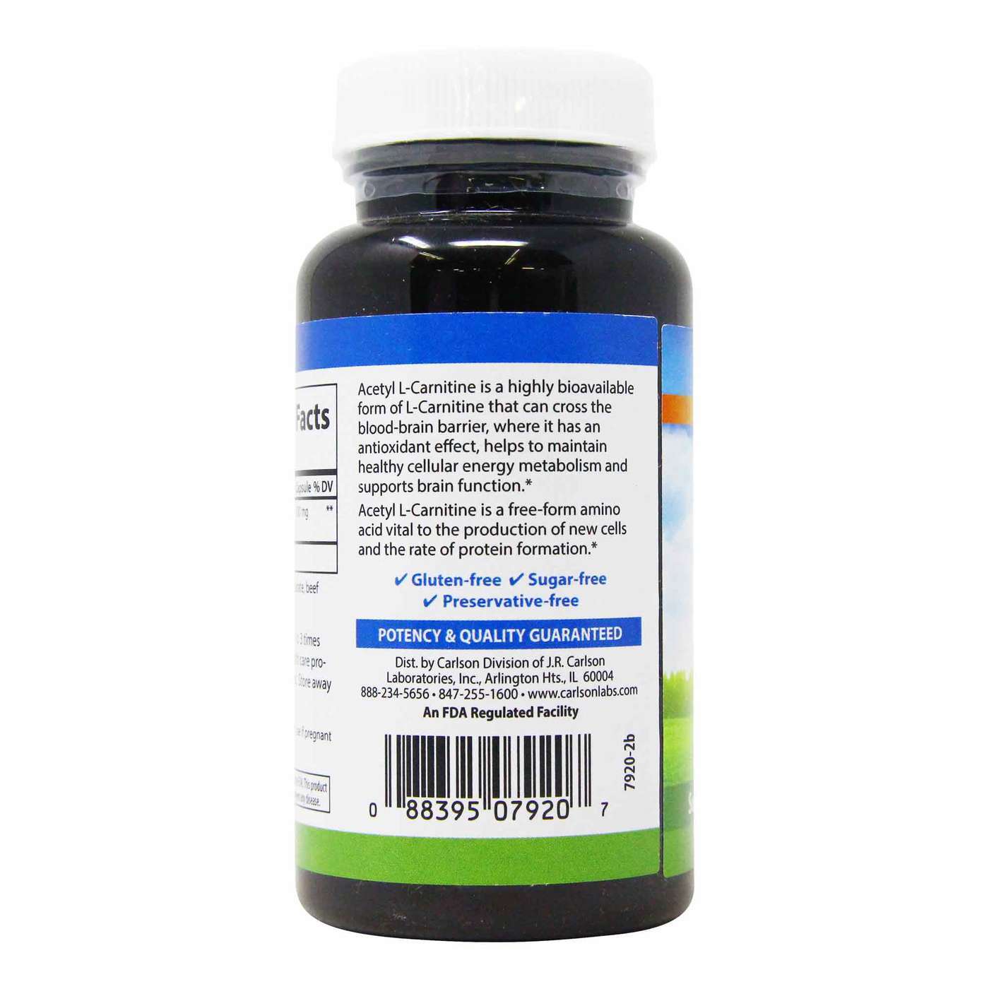 Carlson Labs, Acetyl L-Carnitina - 500 mg - 60 Cápsulas - Imagem 3