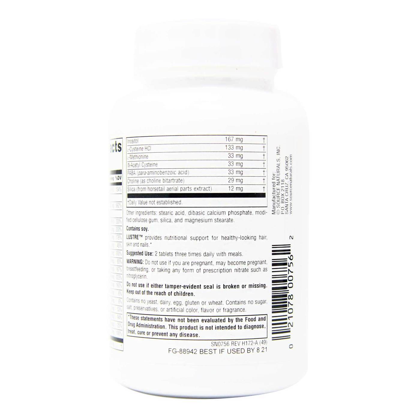 Source Naturals, Lustre™ Fórmula para Cabelo Unhas Pele - 90 Tabletes - Imagem 4