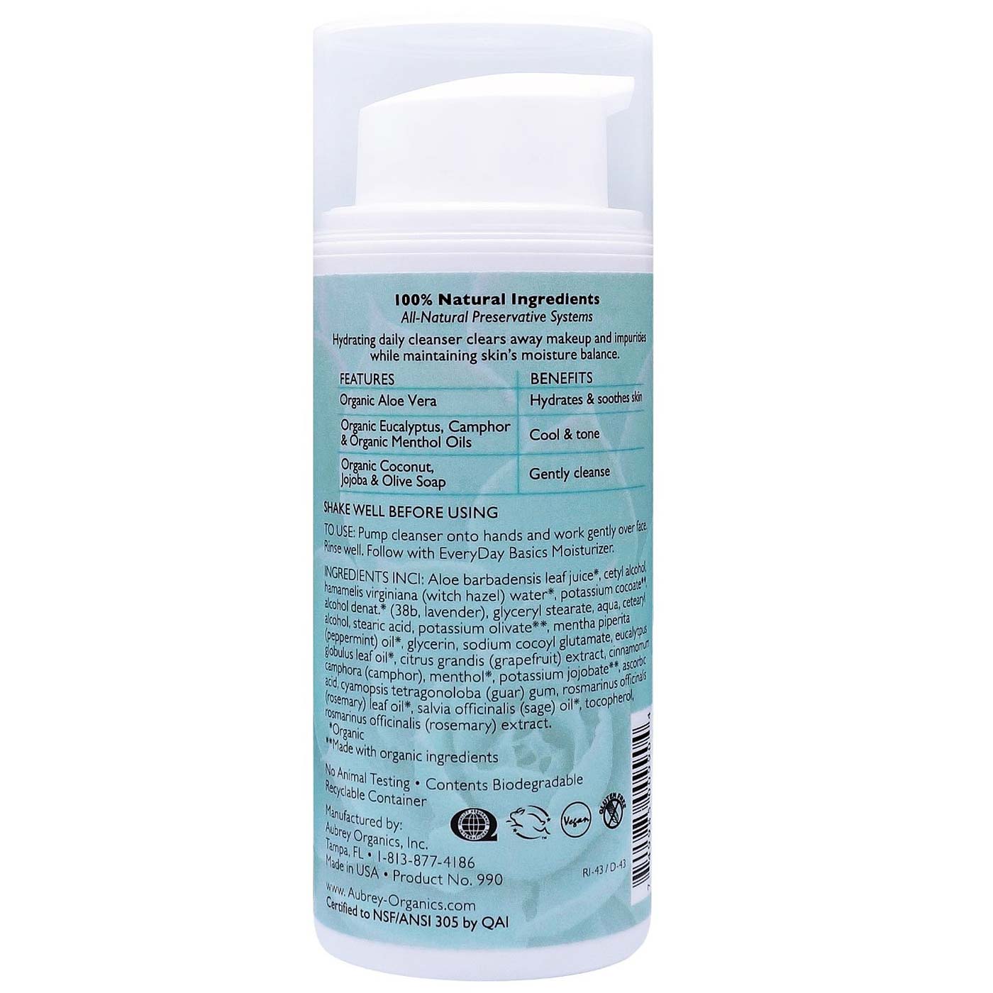 Aubrey Orgânicos EveryDay Basics Cleansing Cream, Pele normal / seca - 3.4 oz - Imagem 2