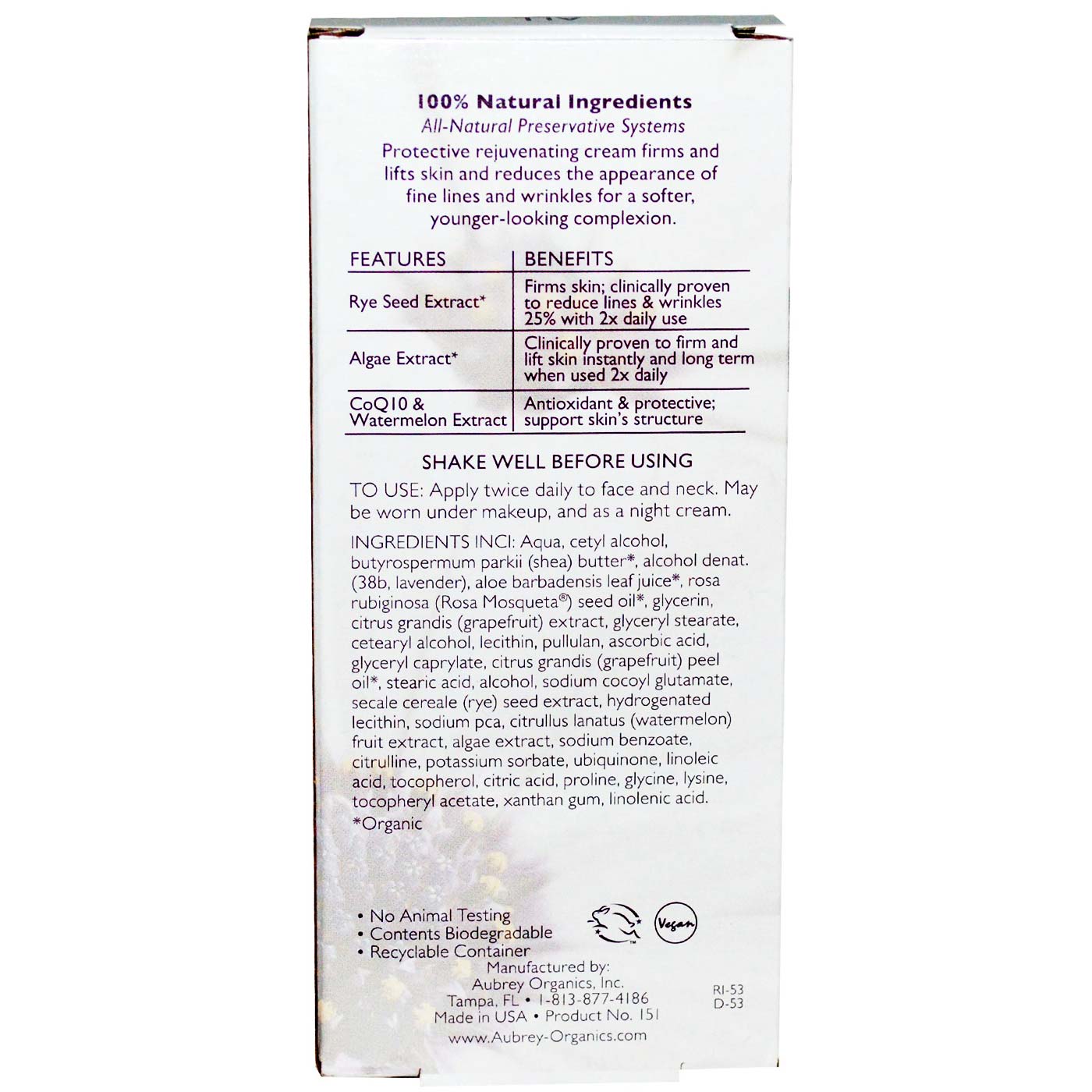 Aubrey Orgânicos Lumessence Lift Face Cream - 1 oz - Imagem 2