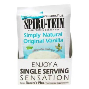 Nature's Plus, Spiru-Tein® com Alta Energia Protéica - Sabor Baunilha e Sem Açúcar - 8 Pacotes