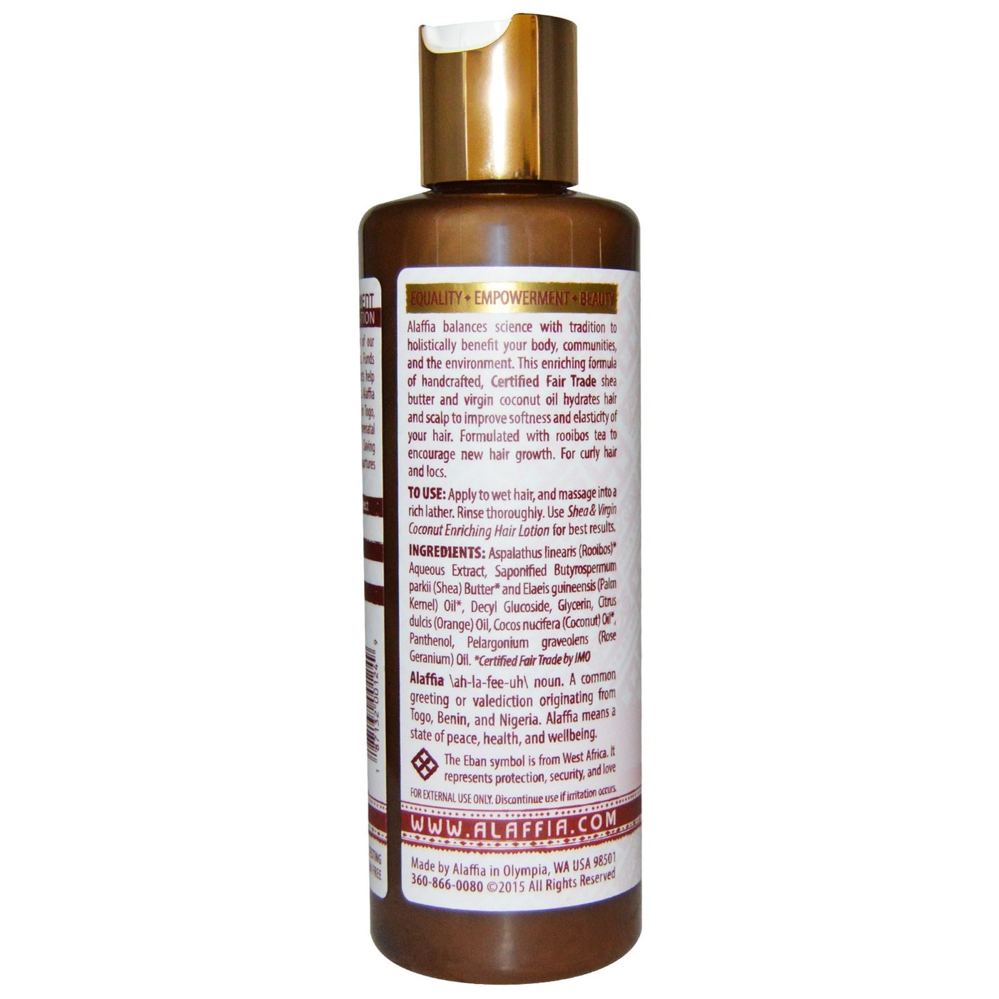 Alaffia Xampu, Encaracolado - Shea & Coconut Enriching - 8 oz - Imagem 2