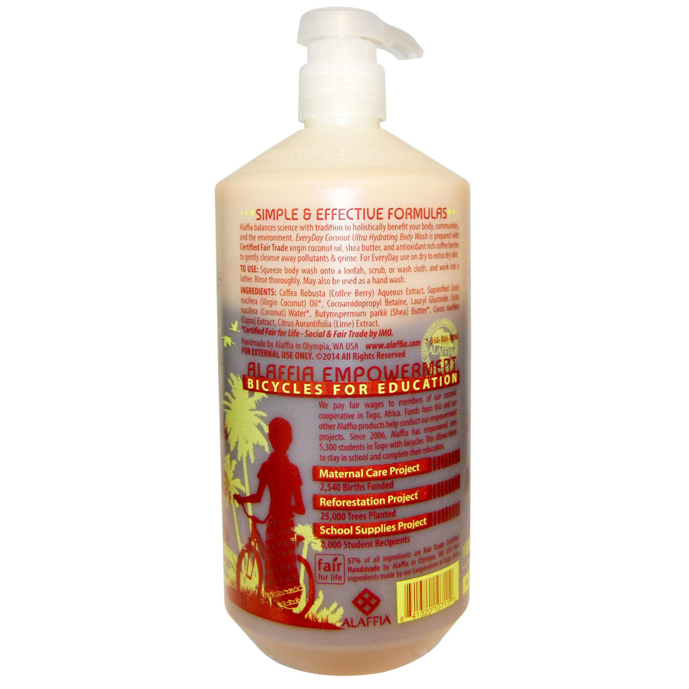 Alaffia Ultra Hydrating Sabonete Liquido Body, Cal de coco - 32 oz - Imagem 2