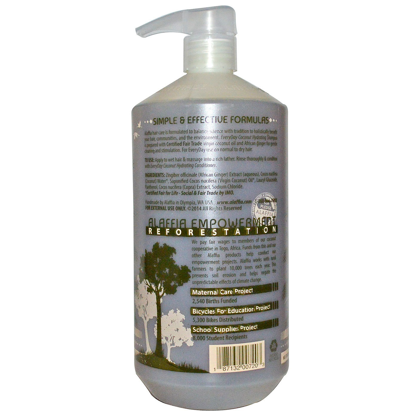 Alaffia Everyday Coconut Xampu, Coco - 32 oz - Imagem 2