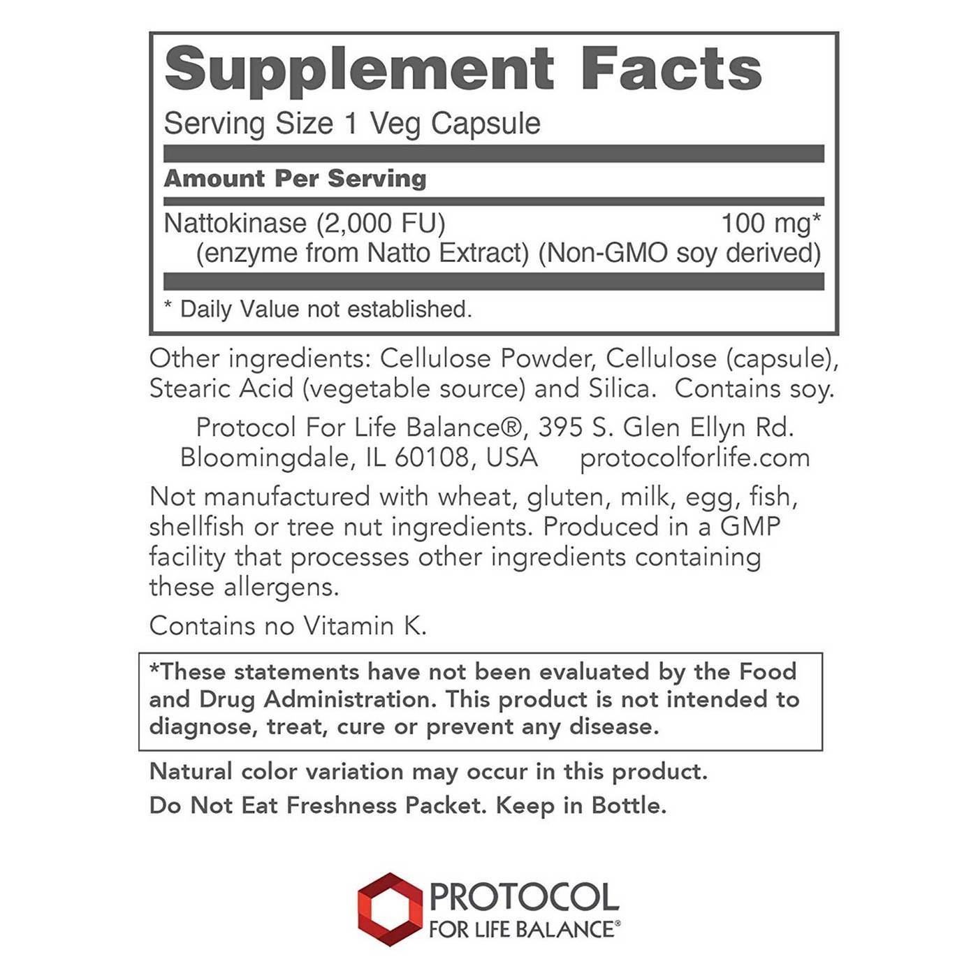 Protocol for Life Balance Nattokinase - 100 mg - 60 Cápsulas Veg - Imagem 2