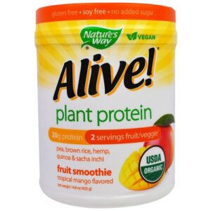 Nature's Way Orgânico Alive Plant Proteína Smoothie, Manga tropical - 10 Servings