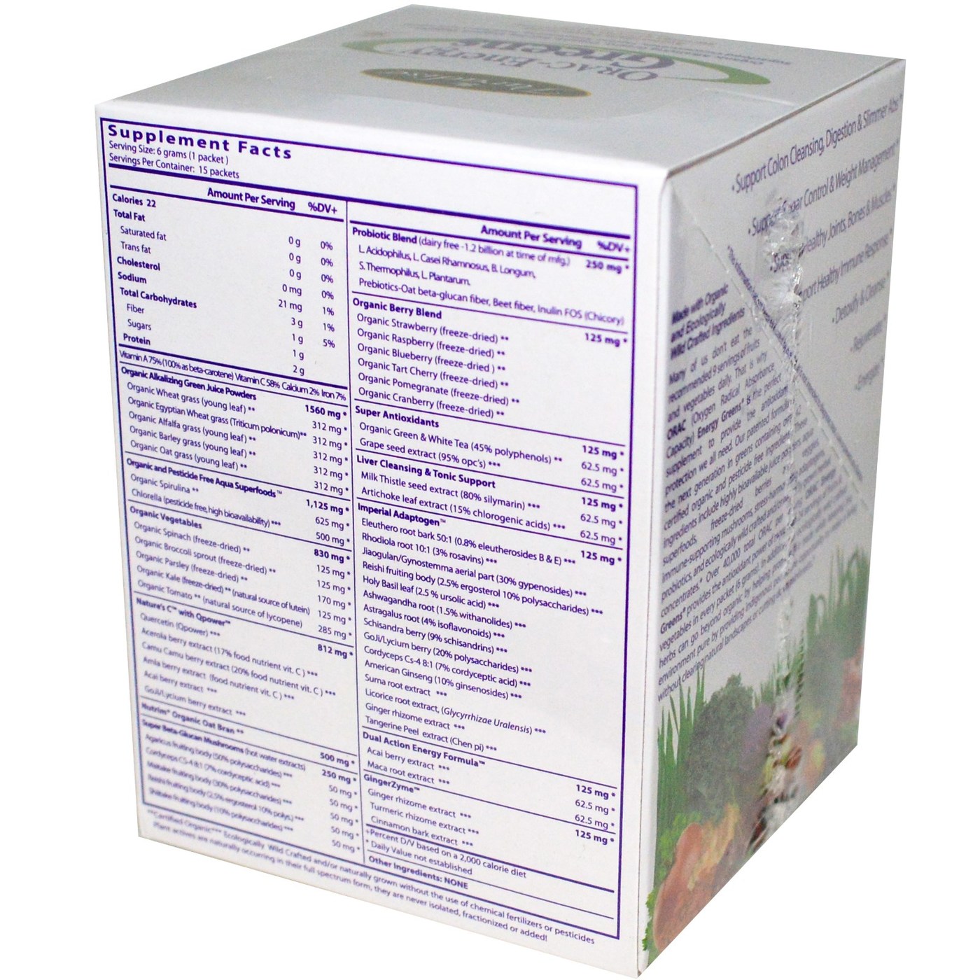 Paradise Ervas ORAC-Energia Greens, Original - 15 - 6 gram packets - Imagem 2