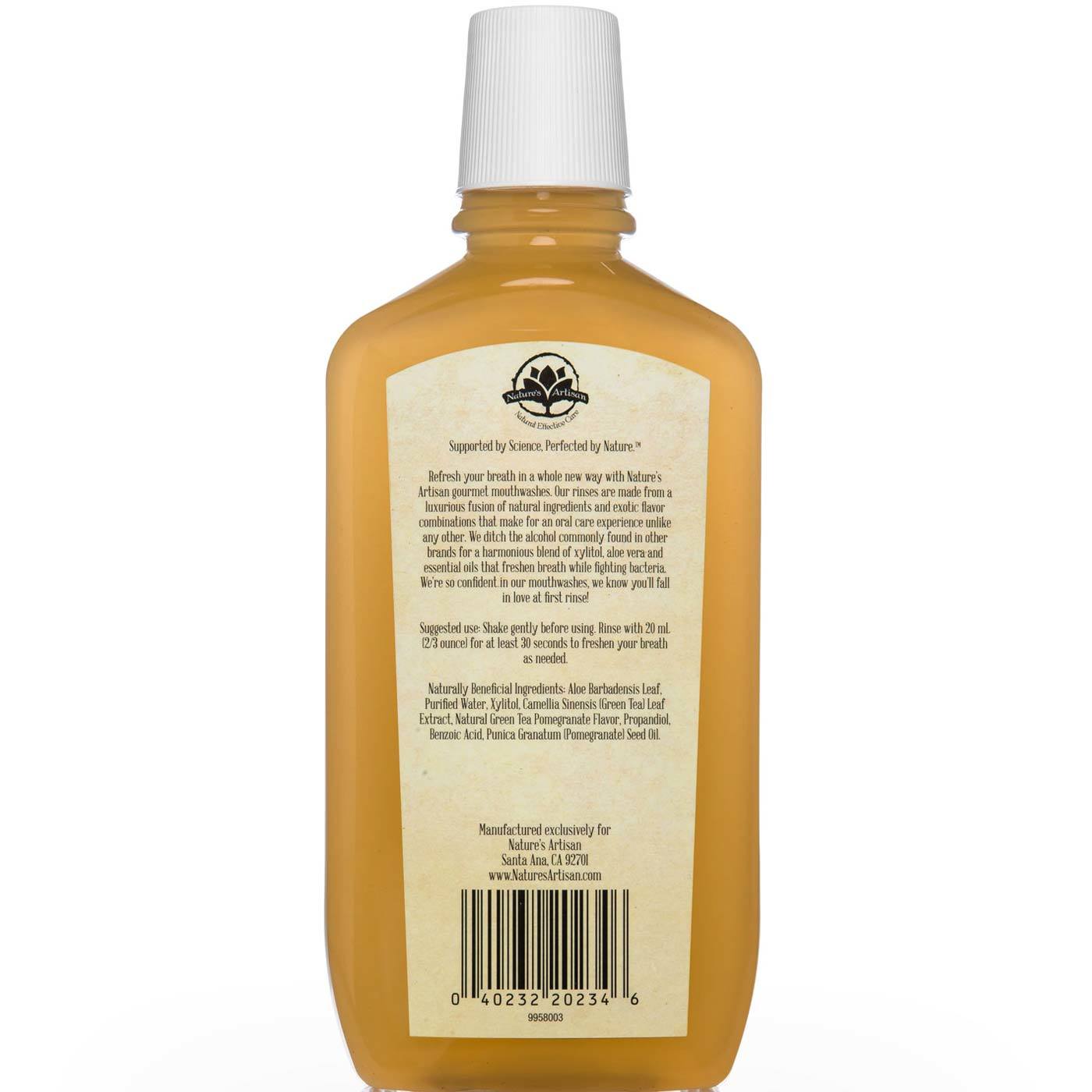 Nature's Artisan Gourmet Xylitol Mouthwash, Pomegranate de chá verde - 16 fl oz - Imagem 2
