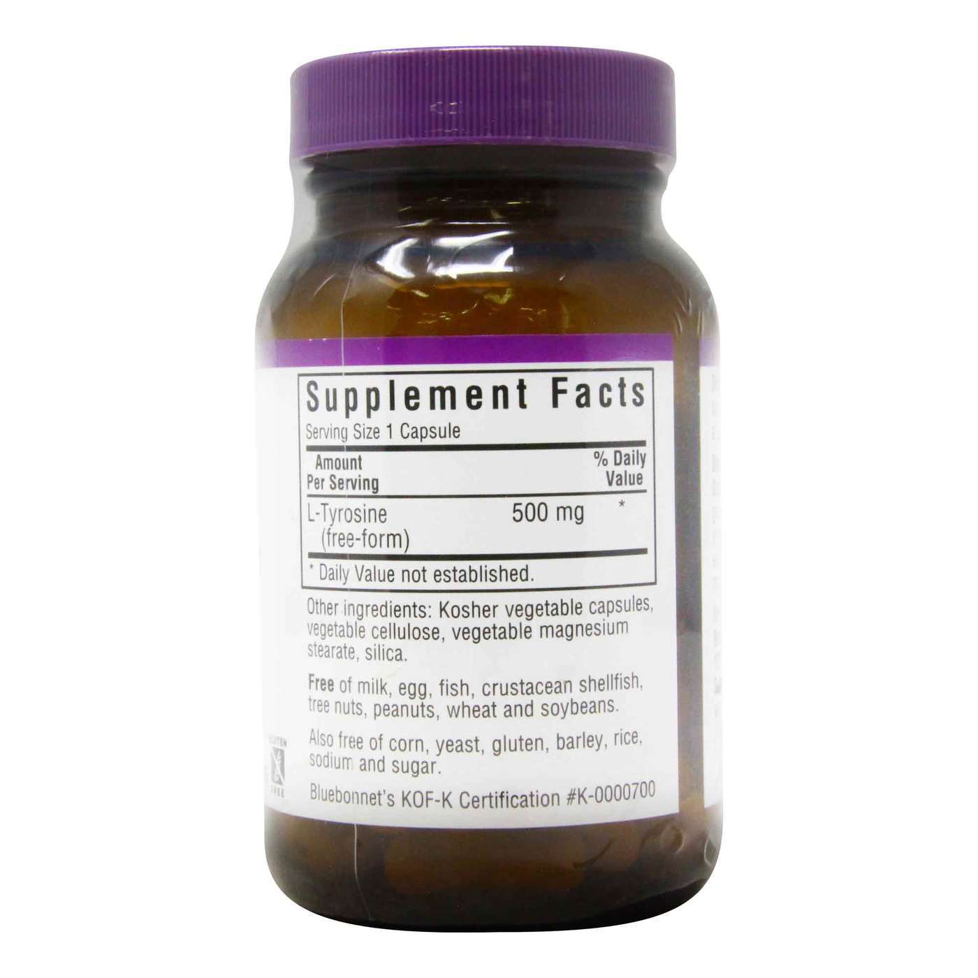 Bluebonnet Nutrition, L-Tirosina 500 mg - 50 Cápsulas Vegetais - Imagem 2