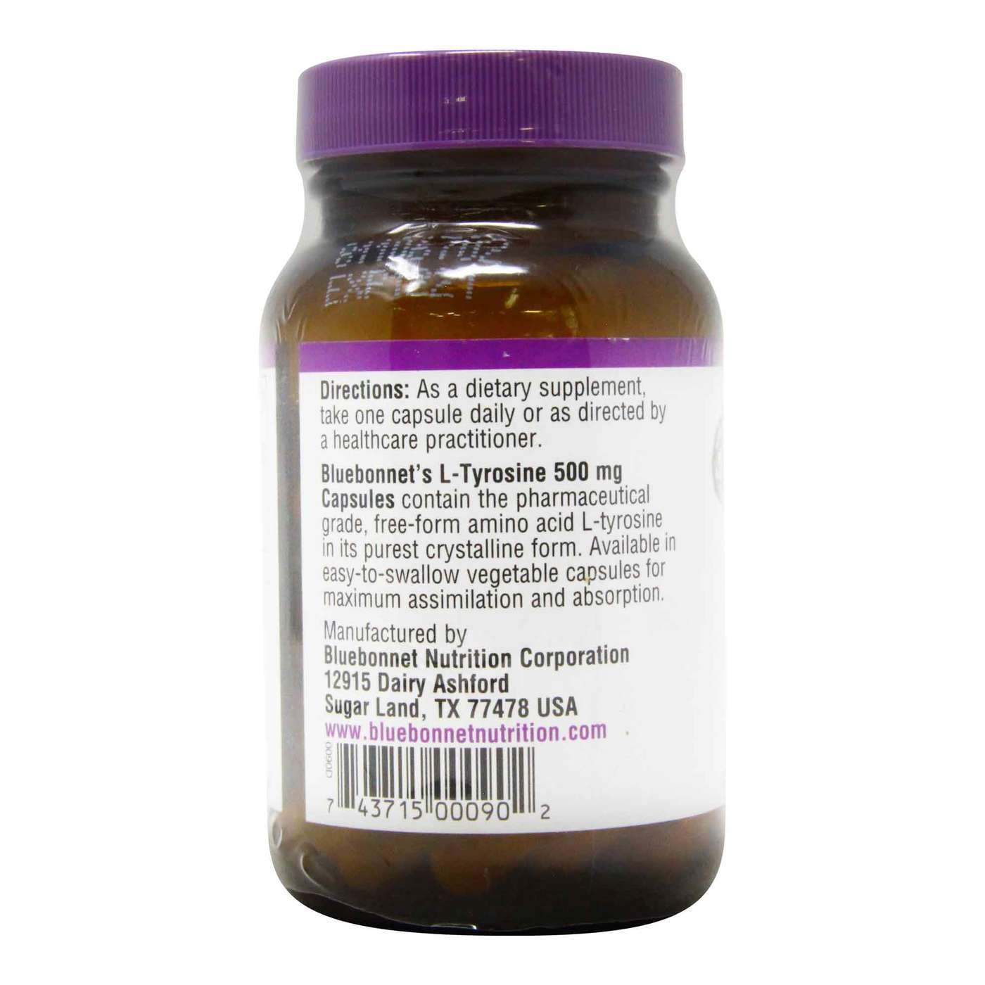 Bluebonnet Nutrition, L-Tirosina 500 mg - 50 Cápsulas Vegetais - Imagem 3