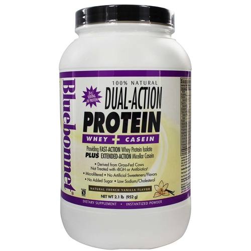 Bluebonnet Nutrition 100% Natural Dual Action Proteína Powder, Baunilha francesa - 2.1 lbs