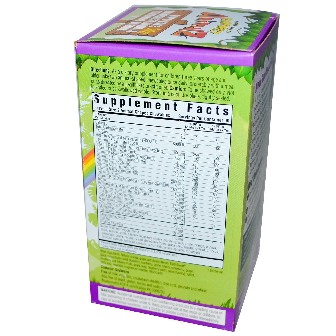 Bluebonnet Nutrition Super Earth Rainforest Animalz Whole Food Based Multiple, Assorted - 180 Chewables - Imagem 2