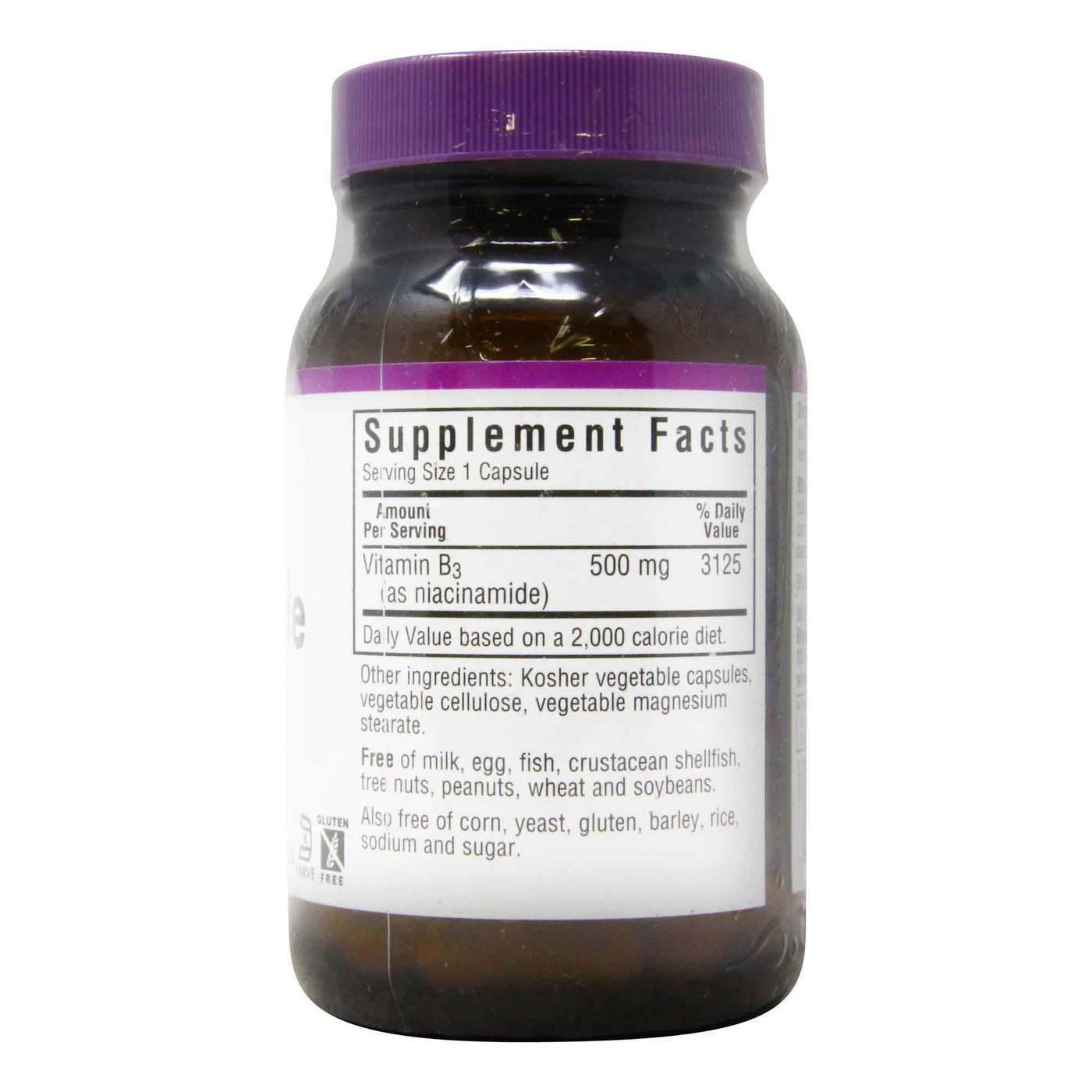 Bluebonnet Nutrition, Niacinamida - 500 mg - 60 Cápsulas Vegetarianas - Imagem 2