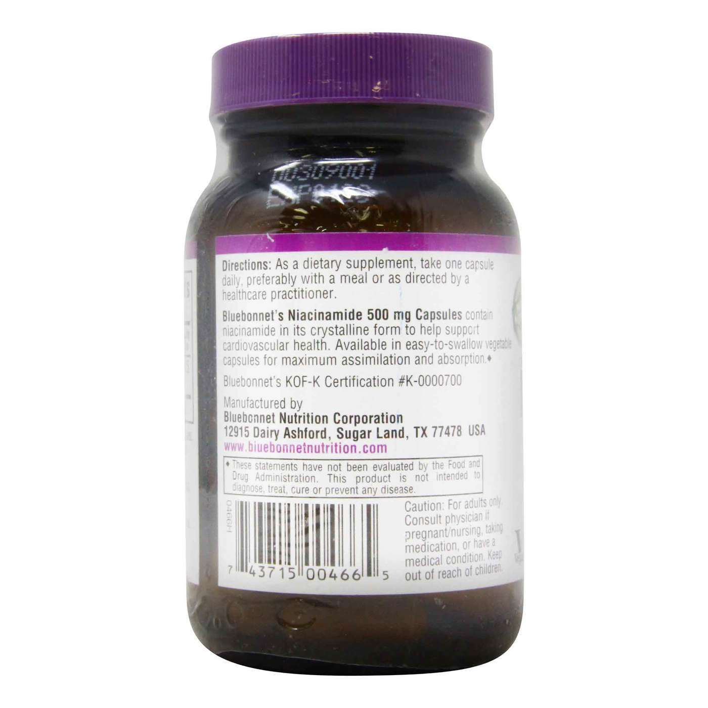 Bluebonnet Nutrition, Niacinamida - 500 mg - 60 Cápsulas Vegetarianas - Imagem 3