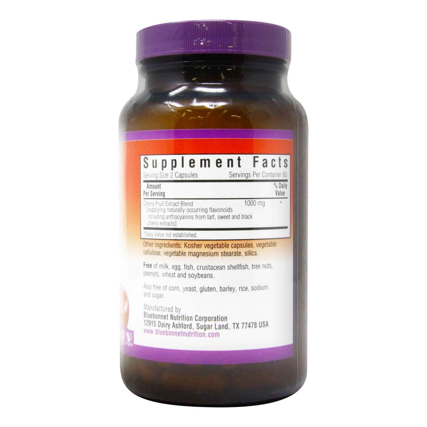 Bluebonnet Nutrition, Extrato de Cereja Super Fruta - 1,000 mg - 120 Cápsulas Vegetarianas - Imagem 2