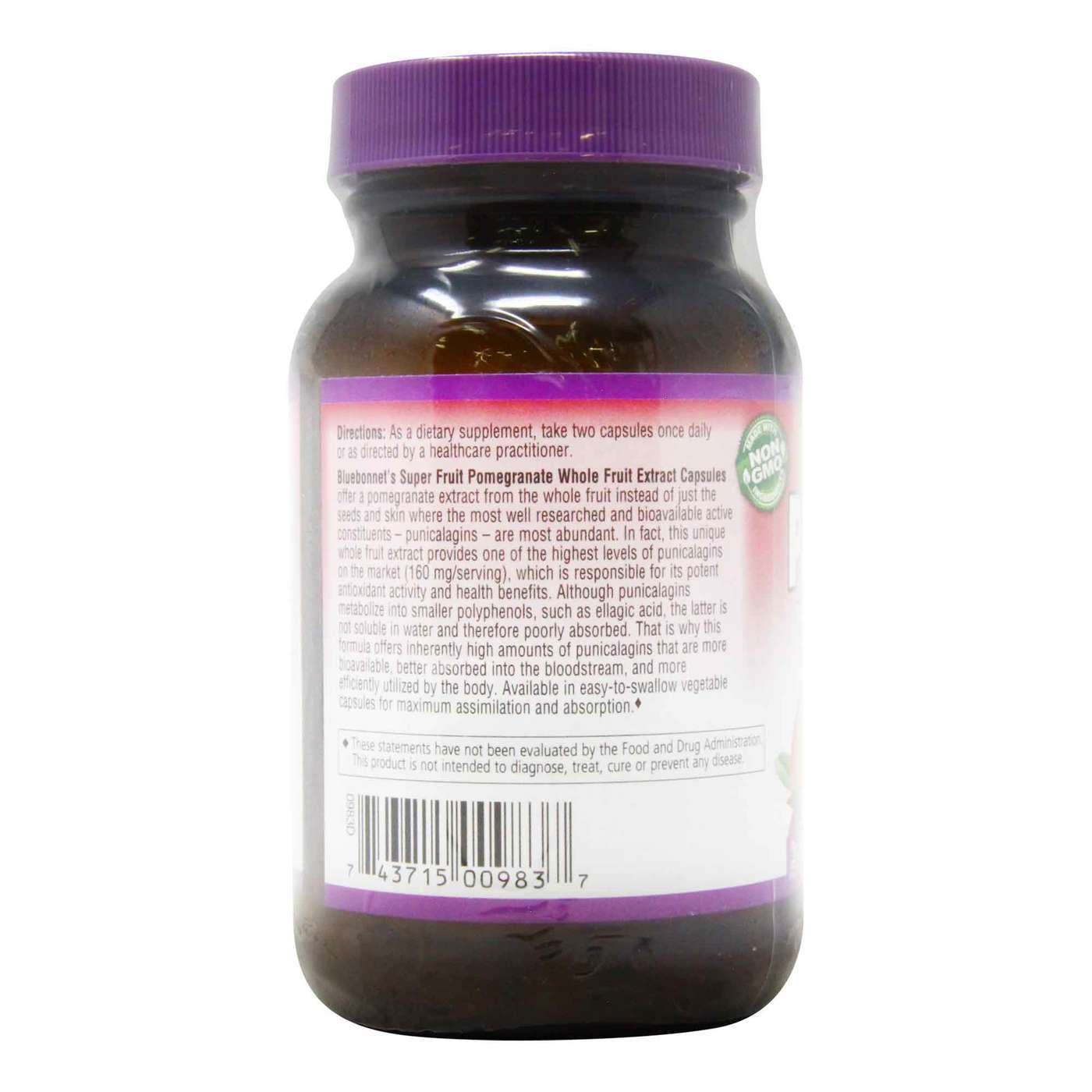Bluebonnet Nutrition, Extrato de Frutas Integrais de Romã Superfruta - 800 mg - 60 Cápsulas Vegetarianas - Imagem 3