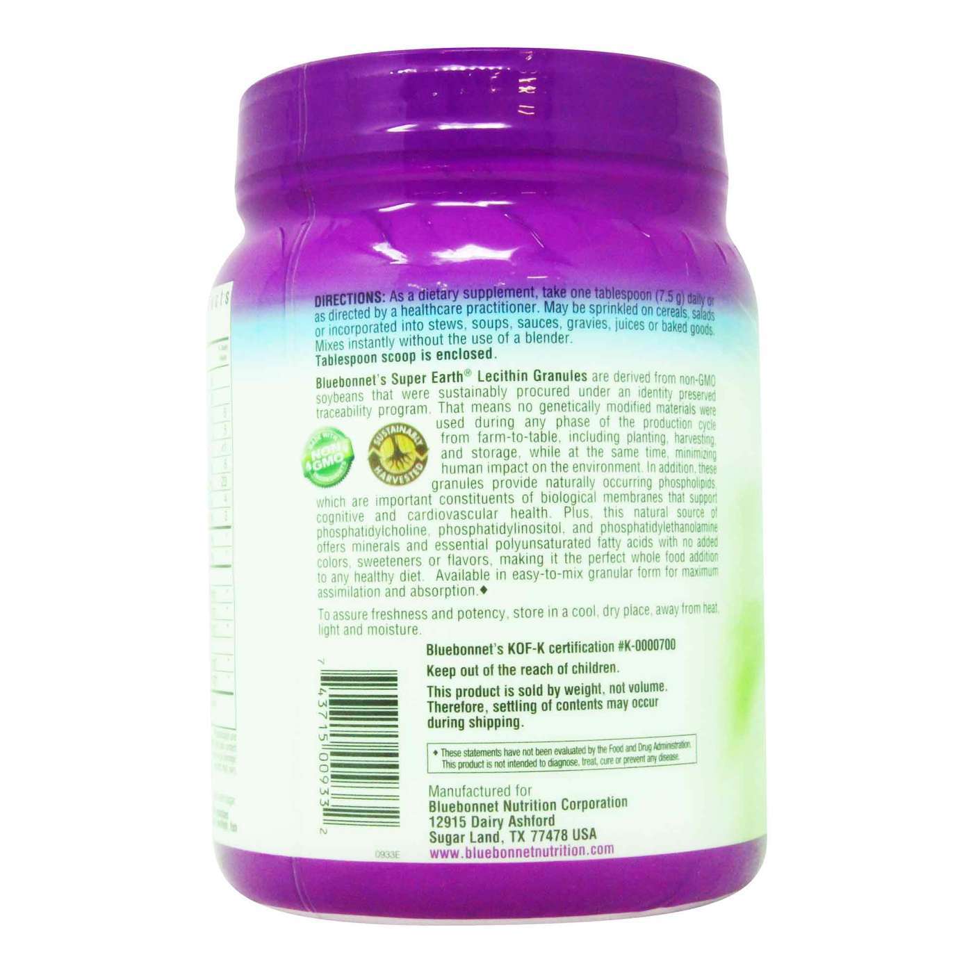 Bluebonnet Nutrition, SuperEarth® Grânulos de Lecitina - 720 g (25.4 oz) - Imagem 3