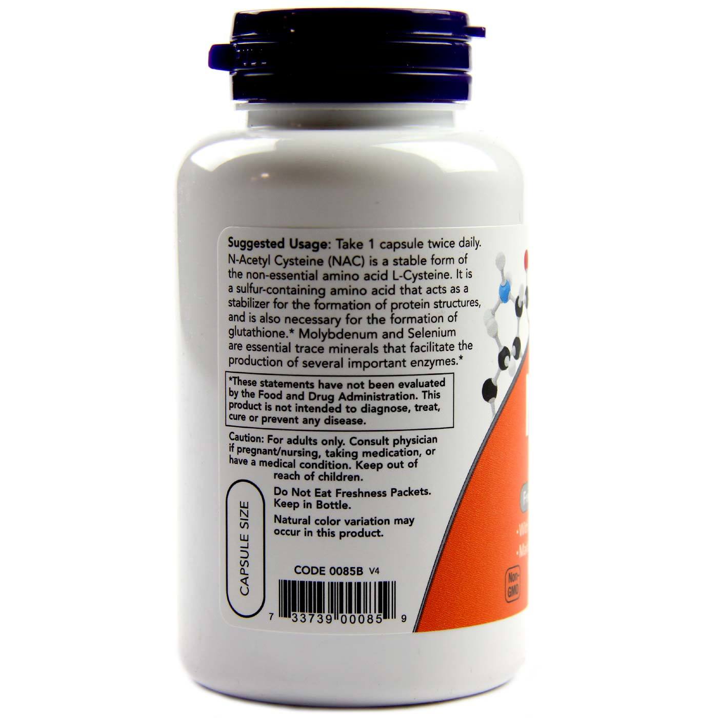 NAC 600 mg Now Foods 100 Cápsulas - Imagem 3