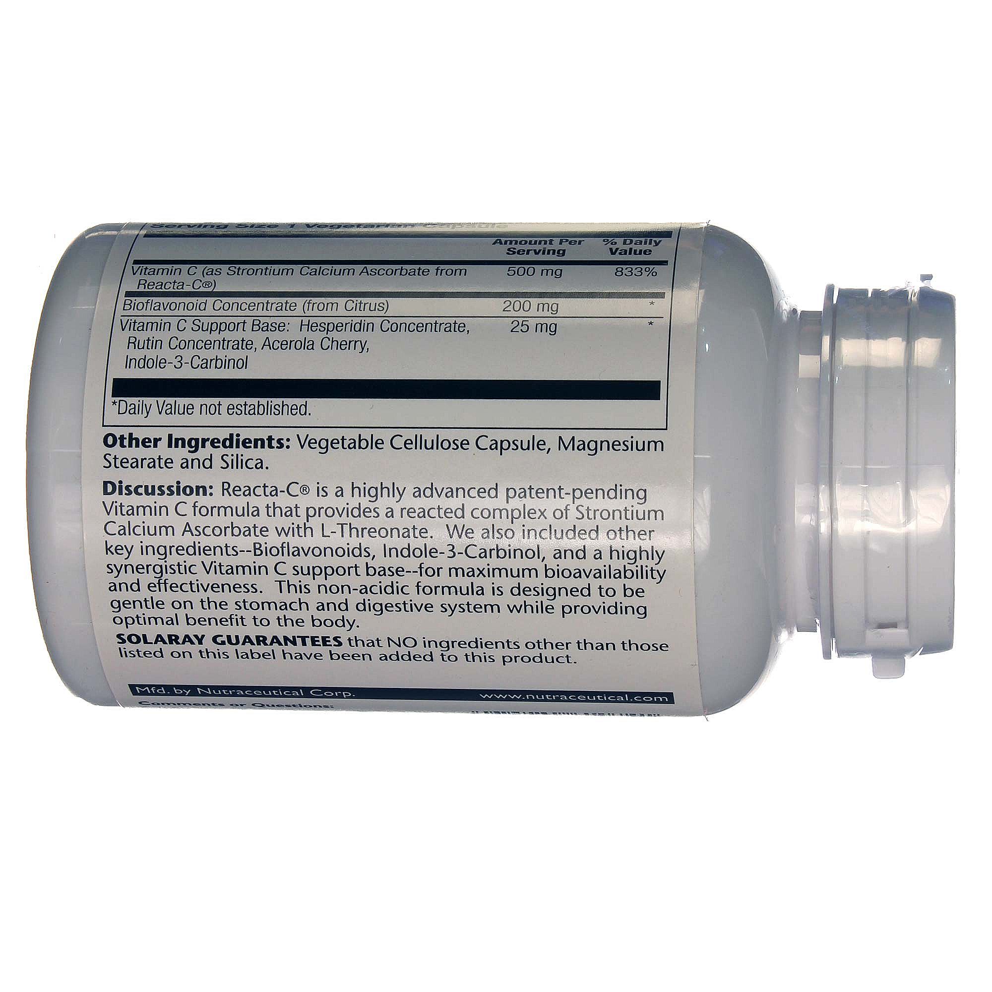 Solaray, Reacta-C com bioflavonóides 500 mg -120 Cápsulas Vegetarianas - Imagem 3