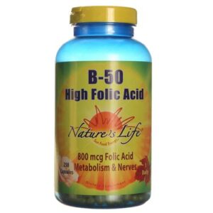 Nature's Life, B-50 Ácido Fólico Forte - 250 Cápsulas