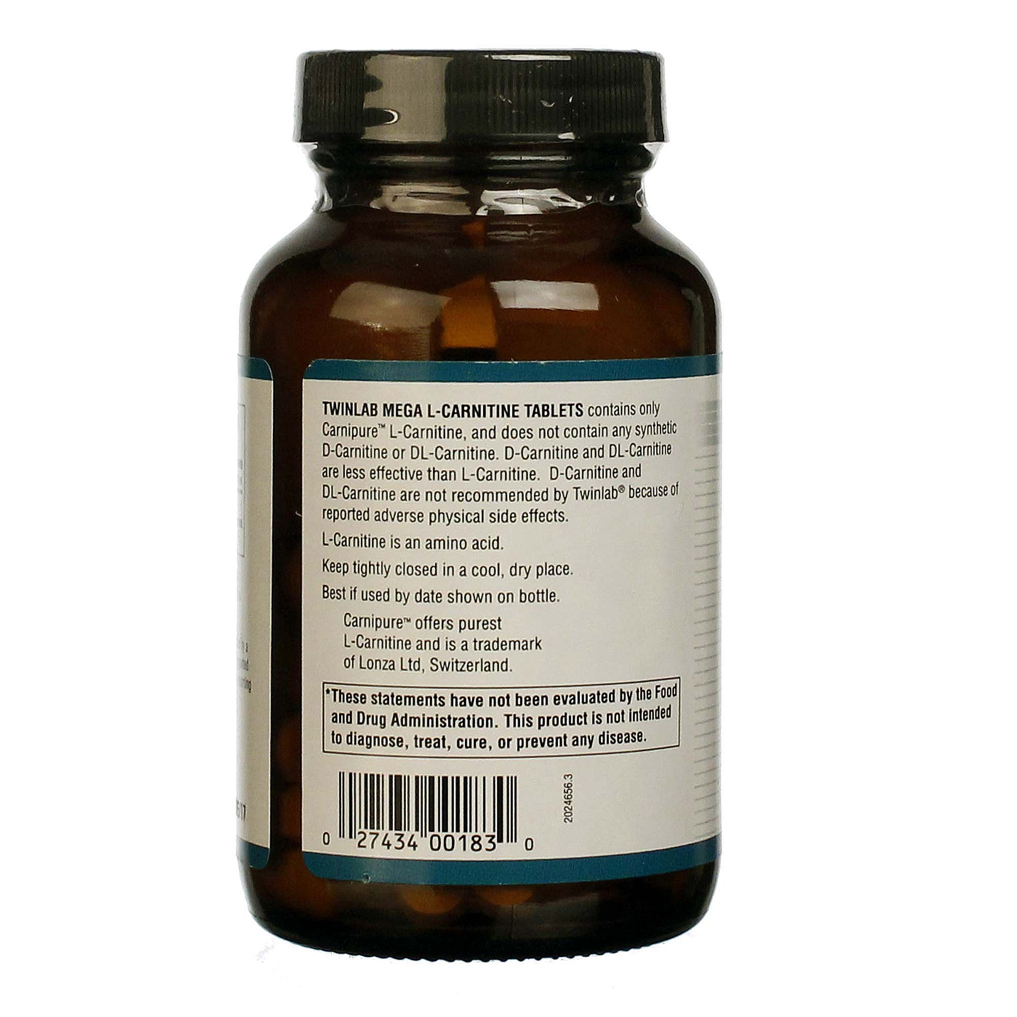 Twinlab, Mega L-Carnitina - 60 Tabletes - Imagem 3