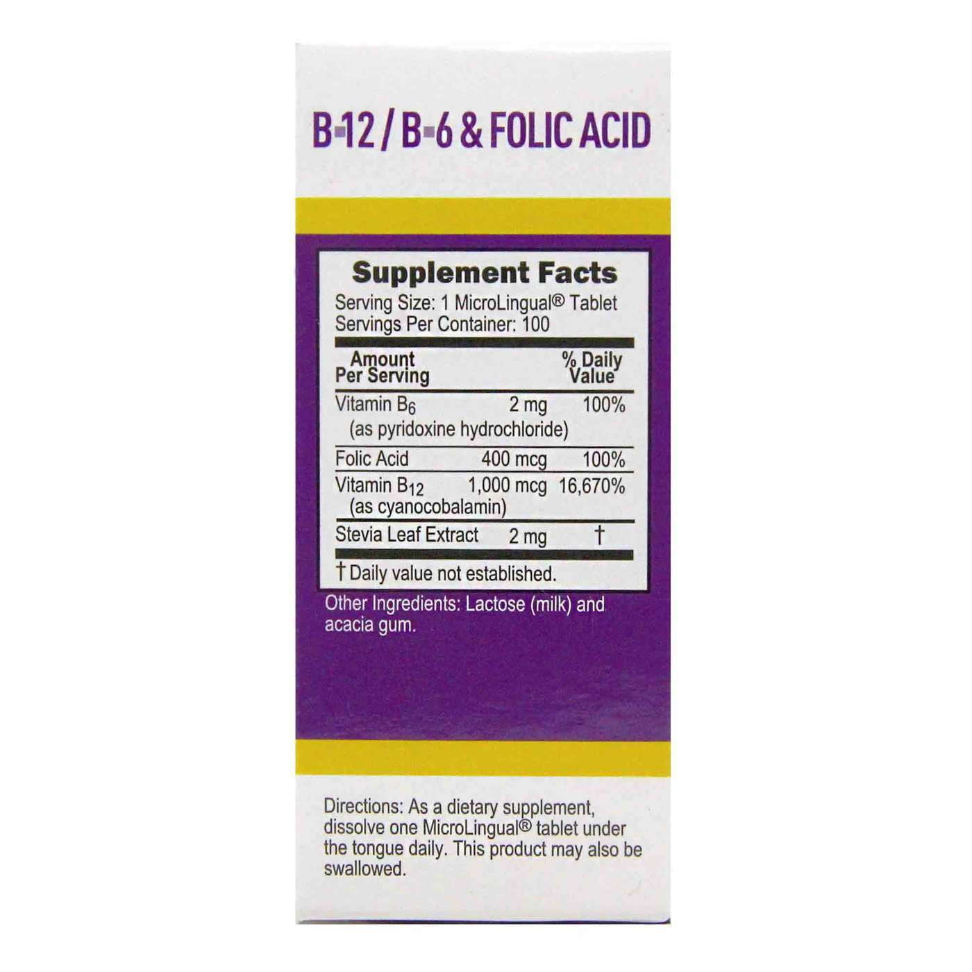 Superior Source, No Shot B12 Cianocobalamina 1,000 mcg com B6 e Ácido Fólico - 100 Tabletes - Imagem 2
