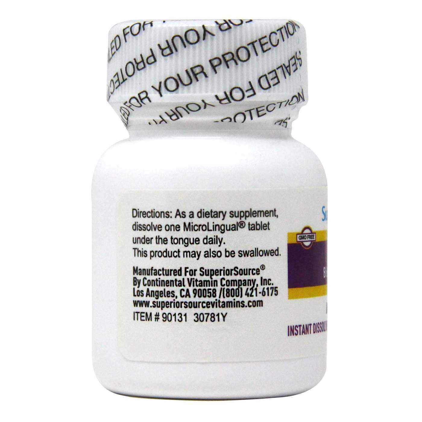 Superior Source, No Shot B12 Cianocobalamina 1,000 mcg com B6 e Ácido Fólico - 100 Tabletes - Imagem 7