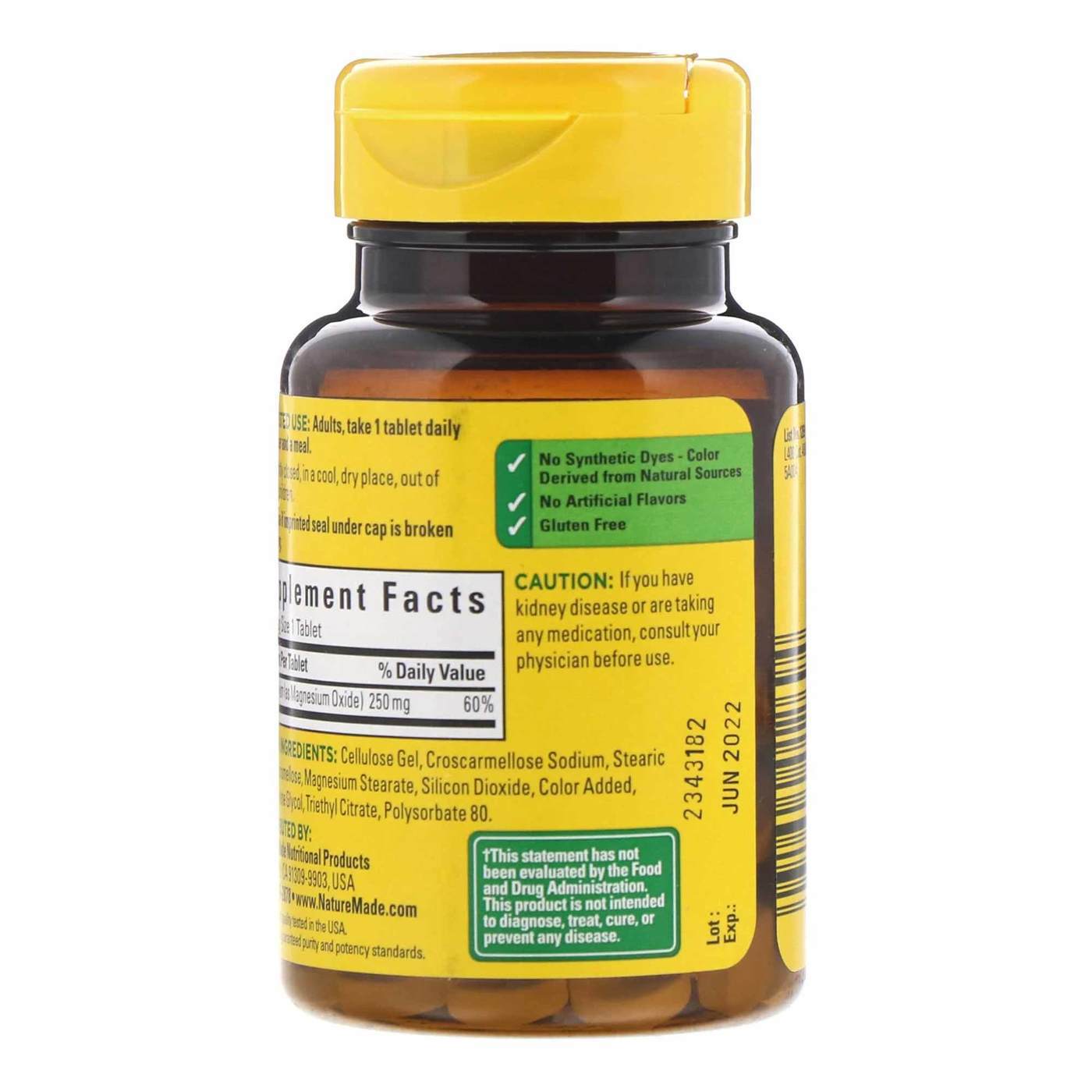 Nature Made, Magnésio - 250 mg - 100 Tabletes - Imagem 3