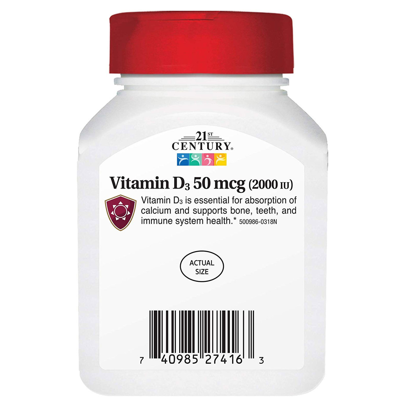 21st Century Vitamina D3 - 50 mcg - 250 cápsulas de liberação rápida - Imagem 3