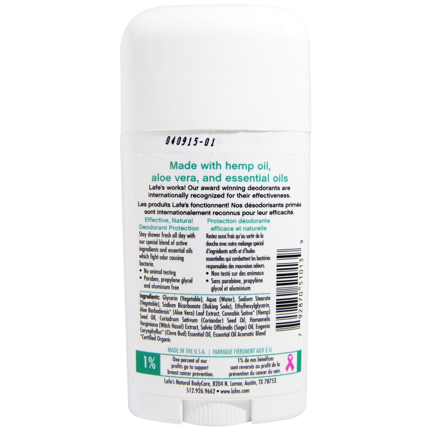 Lafe's Natural Body Care DeoD Twist-pau 2,5 oz Fresco - Imagem 2