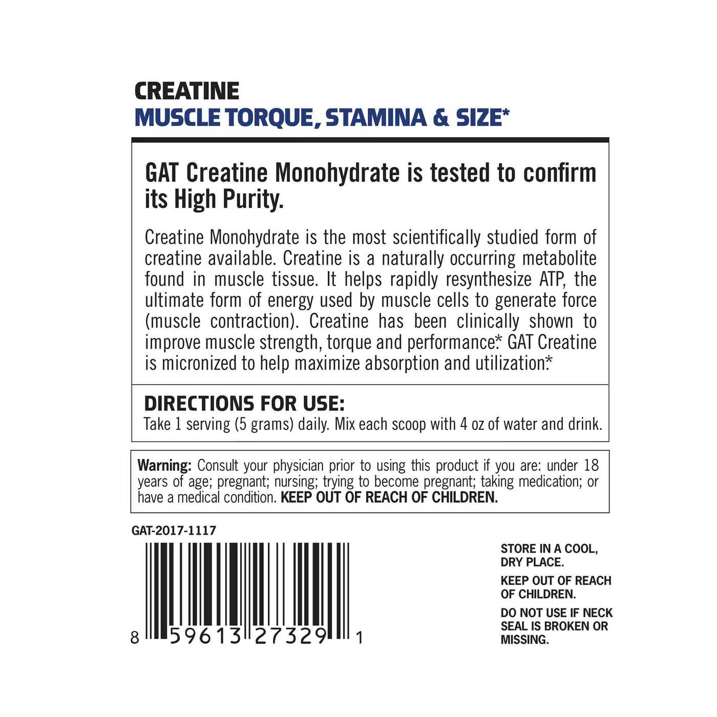 GAT Creatina Powder - 1000 g - Imagem 2