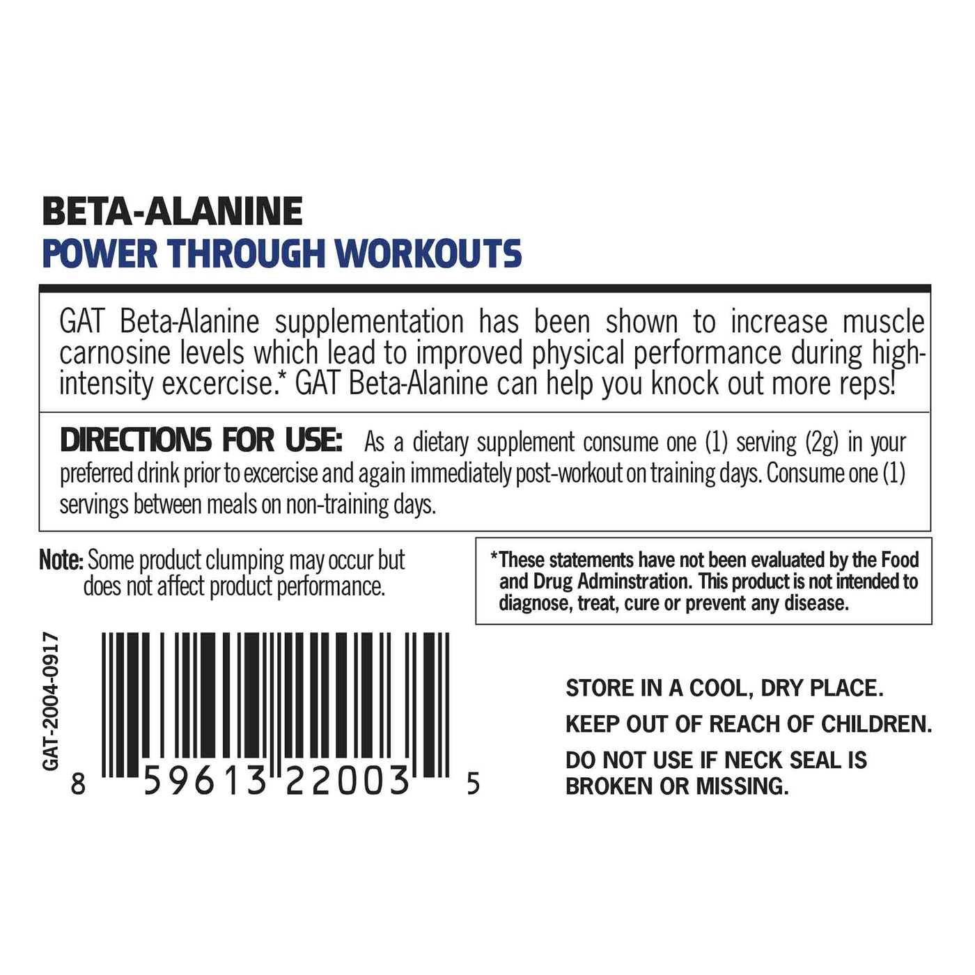 GAT Beta Alanine - 100 servings - Imagem 2