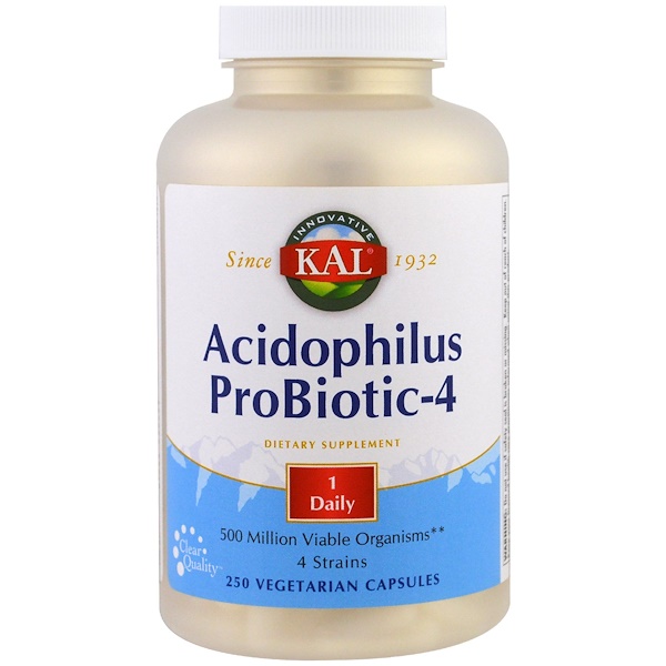 KAL, Suplemento Probiótico Acidophilus 4, 250 cápsulas vegetais - Imagem 3