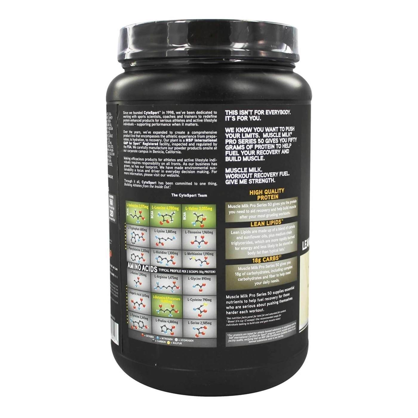CytoSport Muscle Milk Pro Series 50, Baunilha Intensa - 2.54 lbs - Imagem 3