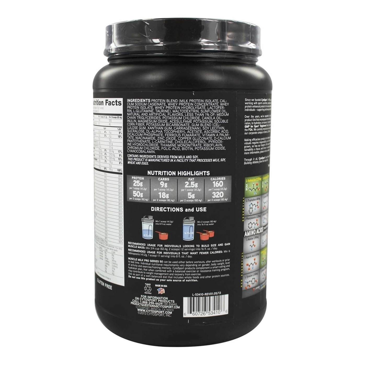 CytoSport Muscle Milk Pro Series 50, Baunilha Intensa - 2.54 lbs - Imagem 4